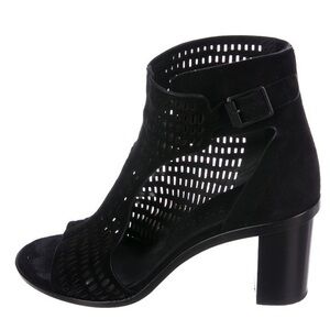 ZERO MARIA CORNEJO black suede laser cut high heel sandals 7.5